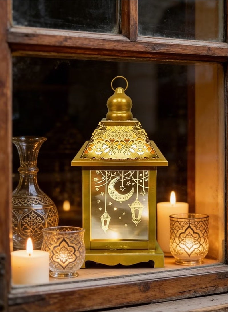 Topyich Ramadan Lantern with Moon Star Pattern, LED Candle Ramadan Light, Ramadan Decorations for Home - Image 2